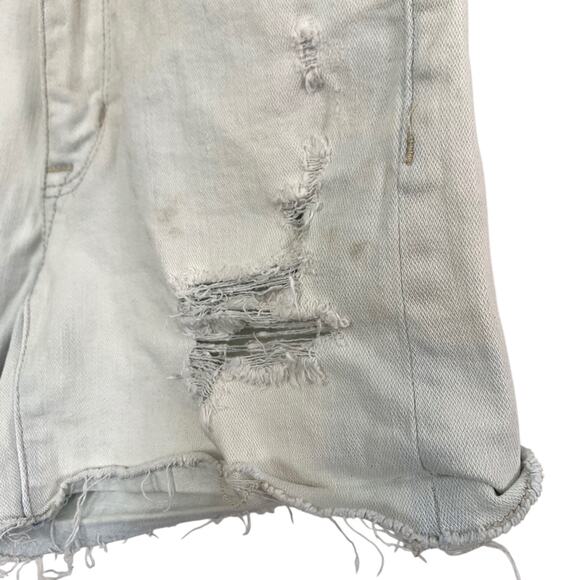 American Eagle Hi Rise Shortie Distressed Light Blue Wash Raw Hem Shorts sz 00 - Picture 8 of 16